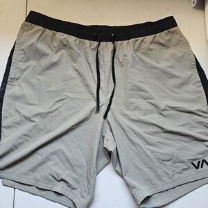 RVCA Men's Gray and Black Athletic Shorts